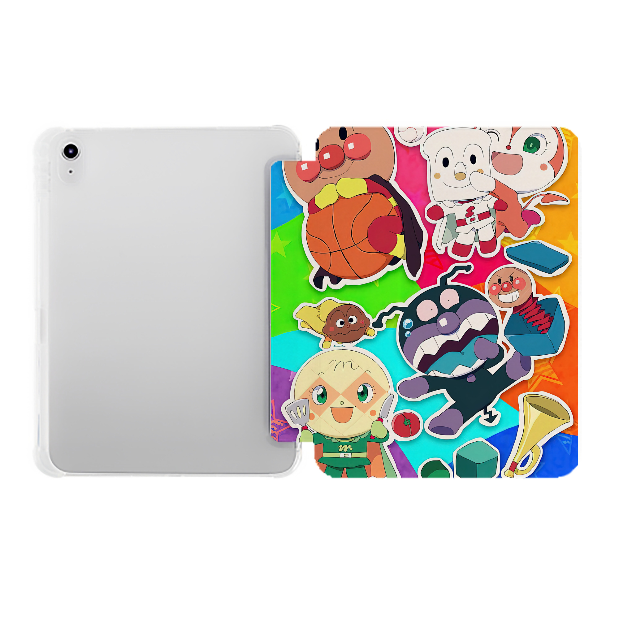 （画像用） アンパンマン Anpanman IPad ケース ペン収納付き 三つ折りスタンド PUレザー×シリコン 対応機種9.5/10.5/10.9インチ